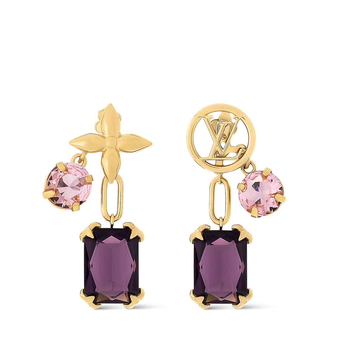 アクセサリー Louis Vuitton Kit Boucle Bubble Earrings Louis Vuitton Earrings Color Gold Pink Monogram Kit Boucle